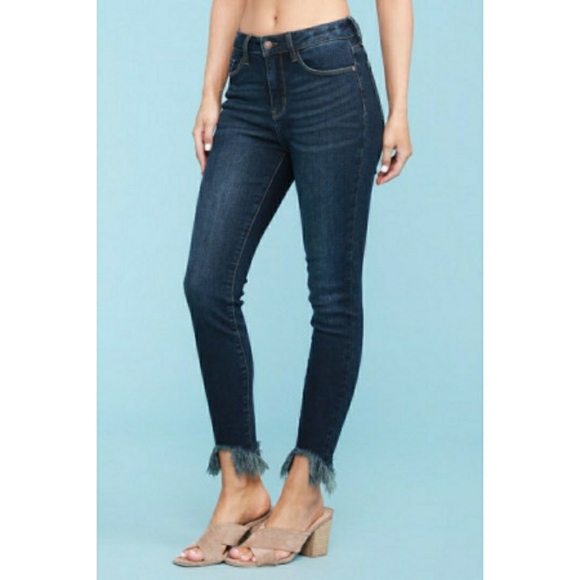 5  7 15 Dark Shark Bite High Rise Skinny - Picture 5 of 8